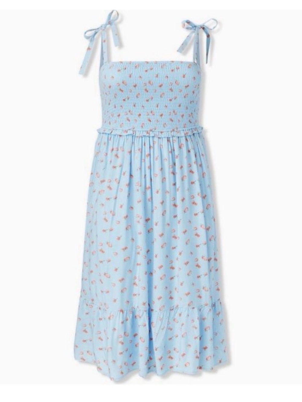 torrid Light Blue Midi Dress with Peach 🍑 Print